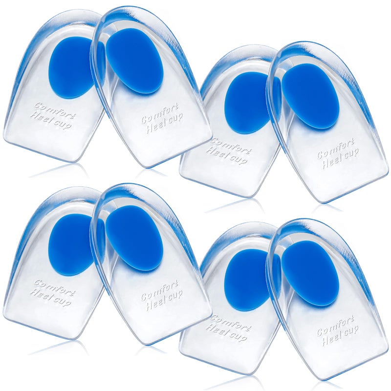 Wonderwin Gel Silicone Heel Pads/Cups 8 Pack Heel Lifts for Achilles Tendonitis Shoe Wedge Inserts for Plantar Fasciitis Sore Heel  Heel Spur and Heel Pain Relief Heel Support for Men and Women(Large) - Image 1